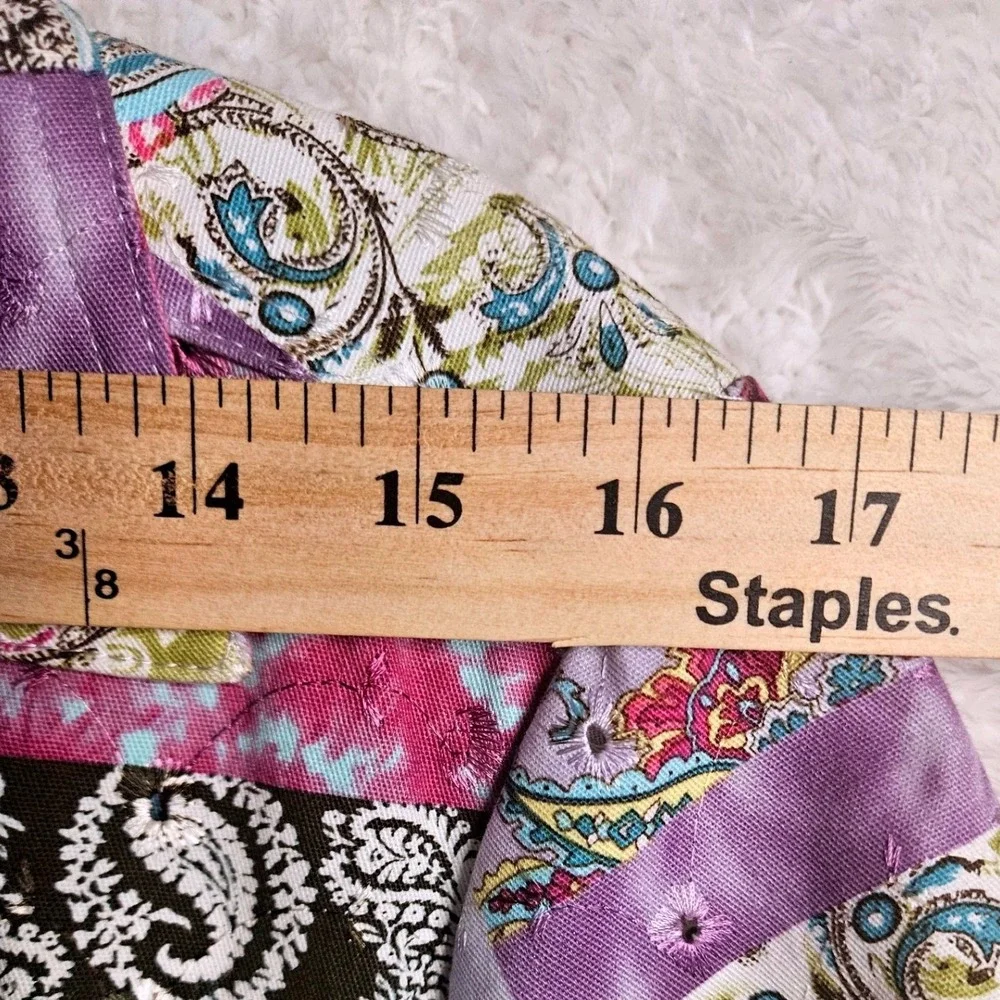 Y2K Artsy Purple Tie Dye Patchwork Print Rose Paisley‎ Jacket Sz Lg Indie #574